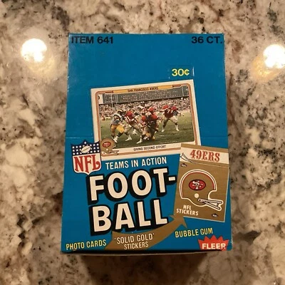 1982 Fleer NFL Teams in Action Wax Box 36Pks Montana 1st Fleer Card L Taylor RCs - Image 1 of 4