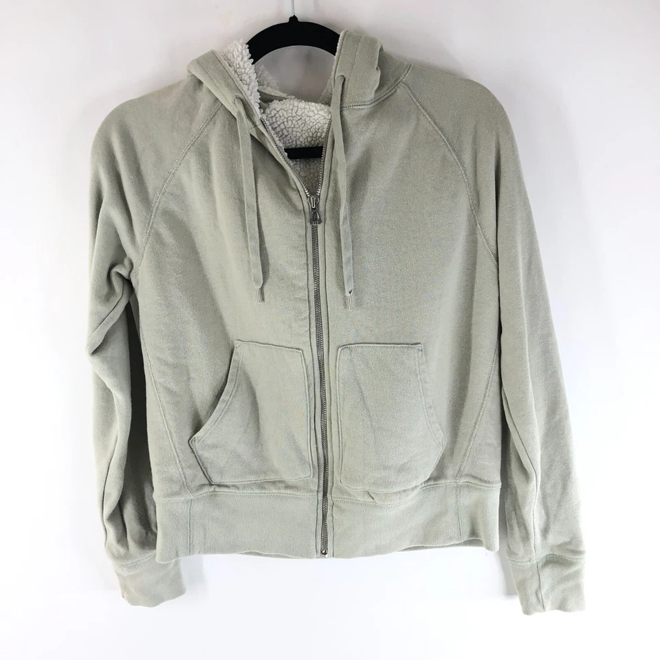 Chaqueta con Capucha GAP para Mujer Cremallera Completa Forrada de Piel Sintética Bolsillos con Cremallera Completa Verde Claro XS Foto 1 de 4