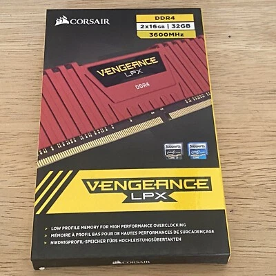 RED Corsair Vengeance LPX 32GB (2x16GB) DDR4-3600 PC4-28800 CMK32GX4M2D3600C18R - Image 1 of 4