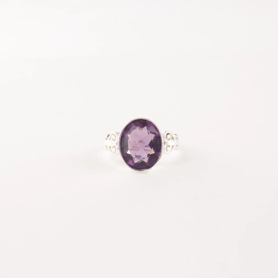 Natural Amethyst Gemstone 925 Sterling Silver Jewelry Handmade Ring For Bride - Imagem 1 de 1