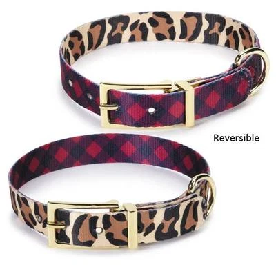 Collar de Perro M. Isaac Mizrahi Lujo Moderno Leopardo Reversible Collar para Mascotas Foto 1 de 3