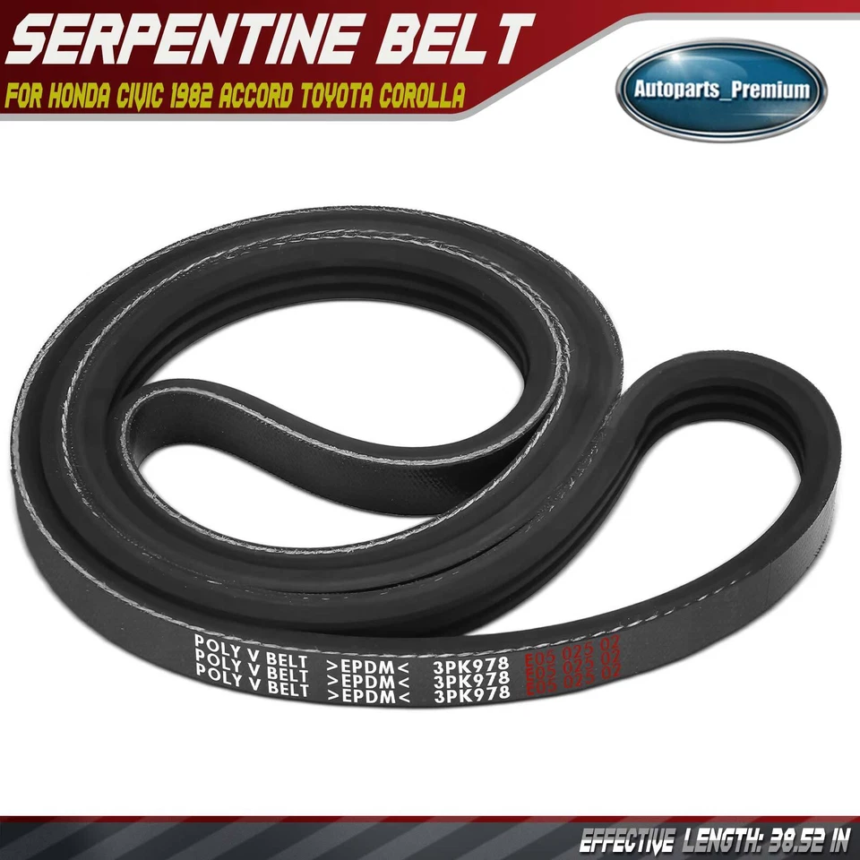Cinturón serpentino 38,52" para Honda Civic 1983 Accord 82-83 Toyota Corolla Tercel Foto 1 de 4