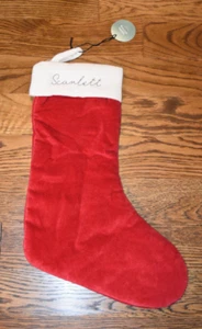 West Elm Red Velvet Stocking 18" Scarlett Monogram NEW NWT - Picture 1 of 3