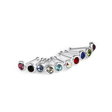 10 x Sterling Silver Multi-Color CZ 24Ga Nose Studs Ball End
