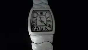 Geneva Quartz Woman's watch white band/bezel, Roman numerals, new battery - Picture 1 of 6