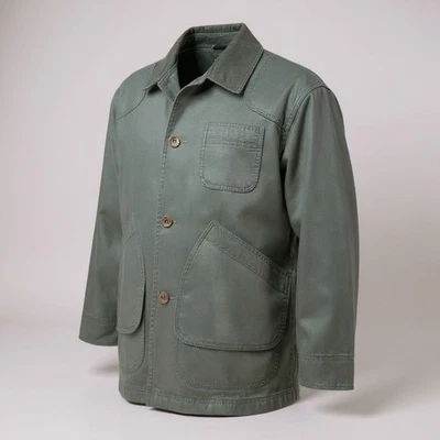 LL Bean Original Field Coat Olive Green W/ Red Plaid Flannel Liner Men’s Med - Image 1 of 4