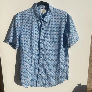 Construct Hemd Herren M Blau Geometrisch Kurzarm - Bild 1 von 4