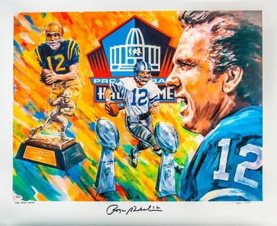 Roger Staubach & Doug West Auto 28x25 HOF Litho Artist Proof 42/50 PSA AI85391 - Image 1 of 4