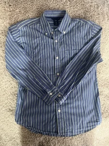 gap button up shirt youth extra large XL blue striped casual preppy boys ******* - Picture 1 of 11