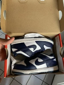 Toddler Nike Dunk Low Navy Blue And White Size 10c Preowned - Picture 1 of 12