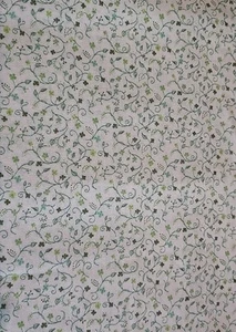 Vintage Cotton Fabric 4.5 Yards X 44" White With Green & Brown Florals Sewing... - Picture 1 of 3
