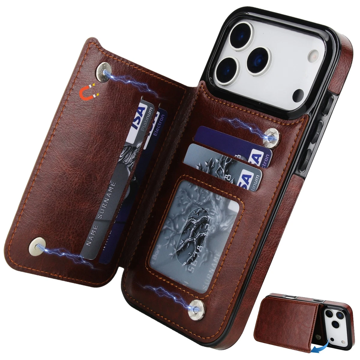 Funda De Piel Sintética Con Atril Para IPhone XR - Tipo Cartera, Cierre Magnético, Soporte Integrado
