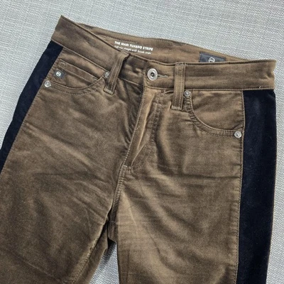 Pantalones de mezclilla AG Adriano Goldschmied para mujer 26 marrón Mari esmoquin rayas pana Foto 1 de 4