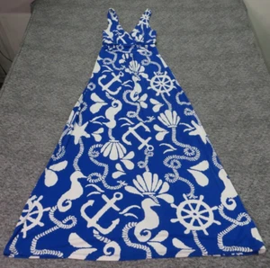 Lilly Pulitzer Sloane Maxi Dress Womens Extra Small Sleeveless Anker Seahorse - Picture 1 of 5