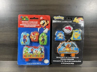 Pokemon y Mario Nintendo Clásico Vela de Cumpleaños 2 Juegos de 4 piezas Decoración de Pasteles Foto 1 de 4