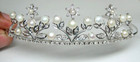 3.07ct Natural Round Diamond 14K White Gold Freshwater Pearl Wedding Crown Tiara