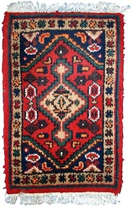 Handmade vintage Persian Hamadan rug 1.3' x 2' (41cm x 61cm) 1970s - 1C763 - Picture 1 of 9