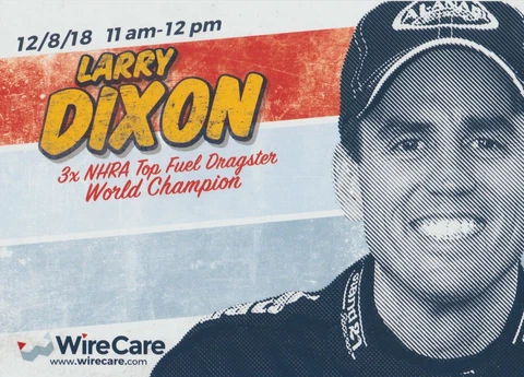 2018 Larry Dixon WireCare PRI Show Promo NHRA postcard Cover