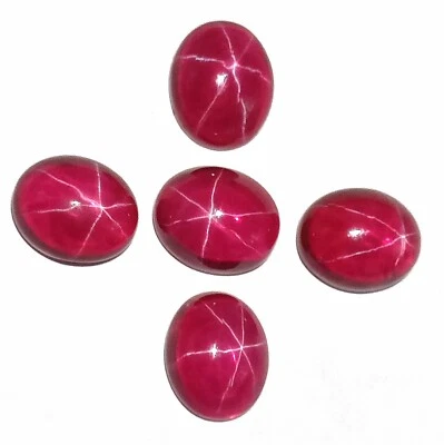 Unique Star Pink Ruby 6 Rays Oval Shape 5 Ct Each Piece Certified Loose Gems JKE - Image 1 of 4
