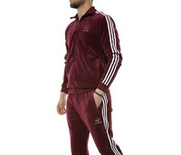 adidas red velour tracksuit