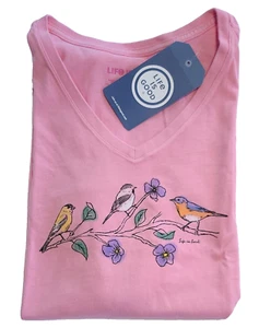 Life Is Good SS Crusher Vee DREAMY THREE BIRDS Finch Robin Chest46 pulgadas para mujer XL - Imagen 1 de 6