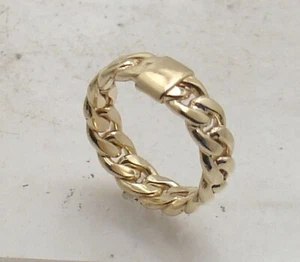 Size 8 Technibond Miami Cuban Curb Band Ring 14K Yellow Gold Plated Silver - Picture 1 of 4