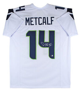 DK Metcalf Authentic Signed White Pro Style Jersey Autographed BAS Witnessed