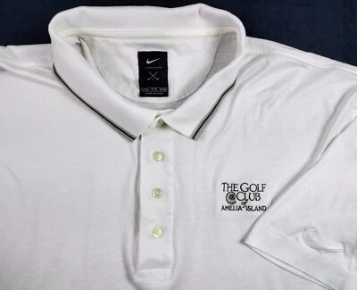 Camisa polo para hombre Nike Golf "The Golf Club Of Amelia Island" talla 2XL XXL blanca usada en excelente estado Foto 1 de 4