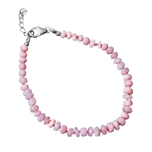 Pink Peruvian Opal Beads Knotted Bracelet, 4.5-5.5mm Opal Faceted Rondelle Beads - Picture 1 of 6