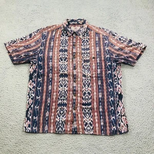 Territory Ahead Shirt Men Large Blue Striped Button Up Southwestern Aztec Tribal - Picture 1 of 9