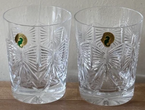 Pair Waterford Millenium Series Happiness Double Old Fashioneds Glasses - Picture 1 of 5