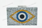 Luxurious Indian Urban Expression Lioness Silver Flakes & Evil Eye Clutch Bag