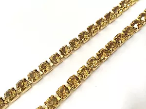 1 metro catena diamante/cristallo catena a maglie chiuse oro su oro torta nuziale SS28 - Foto 1 di 8