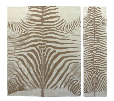 Handmade Pattern Zebra Natural Tufted  Wool Area Rugs & Carpet - Image 1 of 4