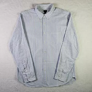 VINTAGE J.CREW Mens Striped Button-Down Shirt XL White Blue Cotton Long Sleeve - Picture 1 of 10