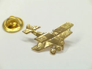 Épingle De Veste (Pins) Biplan En Or Jaune 750 - 18 Kt - Avion - Aéronef - - Imagen 1 de 9