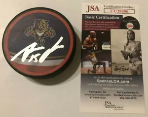 ANTON LUNDELL SIGNED FLORIDA PANTHERS HOCKEY PUCK W/ CASE JSA COA - Picture 1 of 3