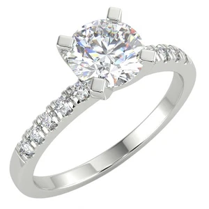 1,02 ct Rundschliff VS2/E Solitär Pave Diamant Verlobungsring 14 K Weißgold - Bild 1 von 6