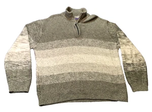 Alan Flusser XXL Cotton Striped Half-Zip Sweater Gray & Cream nice warm! - Picture 1 of 9