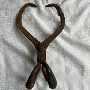 Antique Vintage Ice Block Tongs 14″ Forged Iron Farmhouse Primitive Tool - Picture 1 of 23