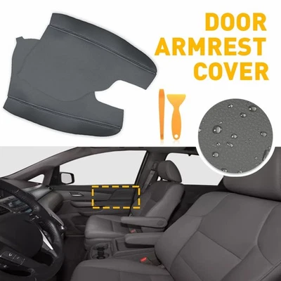 Fit 2011-17 Honda Odyssey Front Door Panels Armrest Cover High Quality Dark Gray - Image 1 of 4