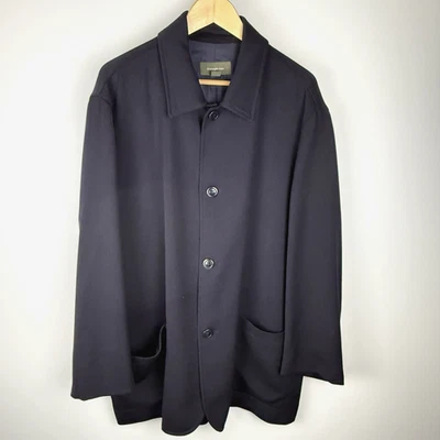 Ermenegildo Zegna Wool Overcoat Lightweight Car Coat 54 XL US44 Navy Blue Preppy - Image 1 of 4