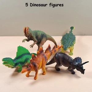 5 Dinosaur figures Tyrannosaurus rex Brontosaurus prehistoric toys kids 2 - Picture 1 of 6
