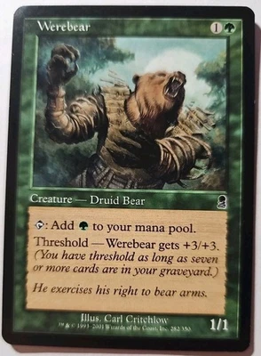 MTG Magic The Gathering Card WerebearCreature Druid Bear Green Odyssey  - Image 1 of 2