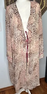 Vtg Sheer Lingerie Robe Plus Size Animal Print Serenade 5X Ruffle Sleeves - Picture 1 of 6