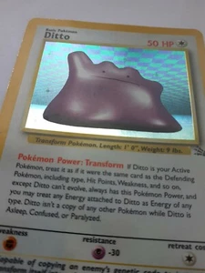 Pokemon 1998 Basic 50HP Shiny foil DITTO 9/10 1st base shine holo card 3/62 - Picture 1 of 11