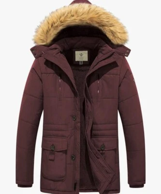 WenVen Men's Warm Winter Coat Jackets Thick Parka Jacket Overcoat With Fur Hood - Image 1 of 4