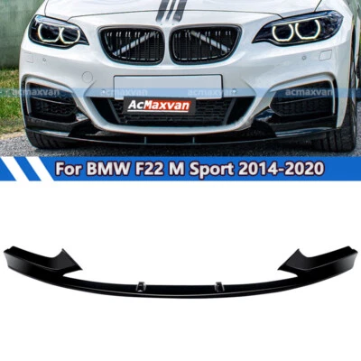 For BMW F22 230i M240i M-Sport 2014-2020 Front Bumper Splitter Lip Glossy Black Foto 1 de 4