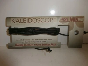 Nuevo Brazalete Caleidoscopio Para Hombres Cuero Negro Puño Torcido Ajustable Lote #19 - Imagen 1 de 2