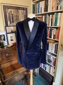 Pearson & Co of Dublin Bespoke Navy Velvet Double Breasted Heavy Dinner Jacket - Picture 1 of 19